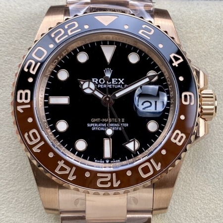 C+ Factory Fake Rolex GMT Master II M126715CHNR-0001 3285 Rose Gold Watch