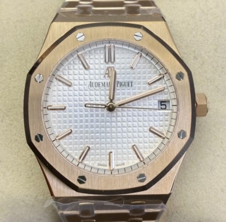 ZF Factory AP Royal Oak 15500 Rose Gold White Dial Watch