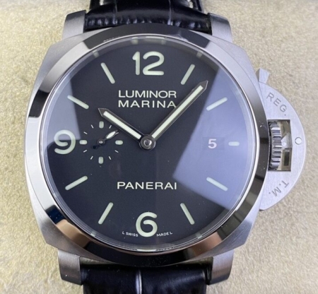 VS Factory Panerai Luminor Replica For Sale PAM312 Black Leather Strap Size 44mm