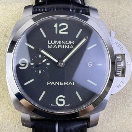 VS Factory Panerai Luminor Replica For Sale PAM312 Black Leather Strap Size 44mm