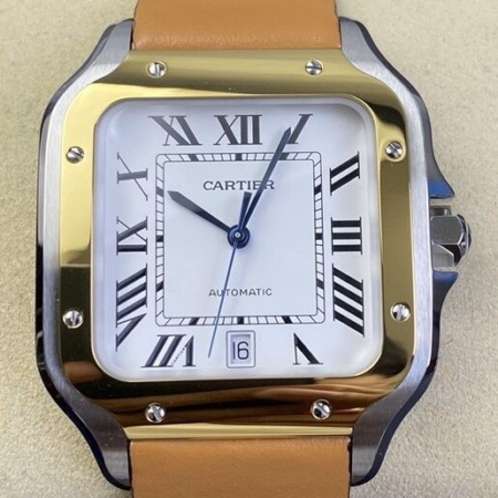 BV Factory Cartier Watch Fake Santos W2SA0006 Leather Strap