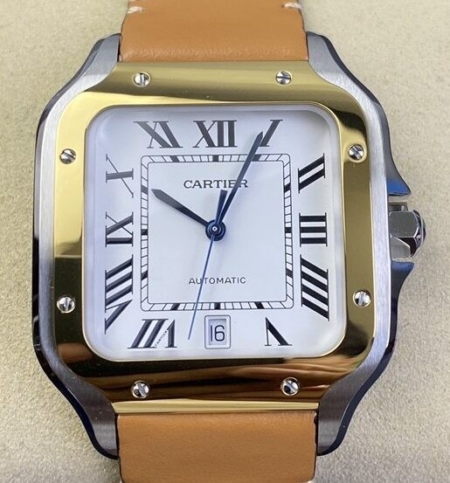 BV Factory Cartier Watch Fake Santos W2SA0006 Leather Strap