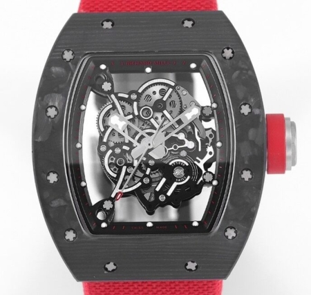 KV Factory Richard Mille Best Fake RM055 V5 Red Nylon Strap