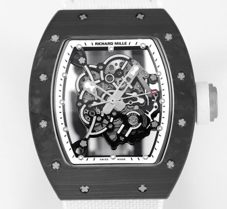 KV Factory Fake Richard Mille Watch RM055 V5 White Nylon Strap