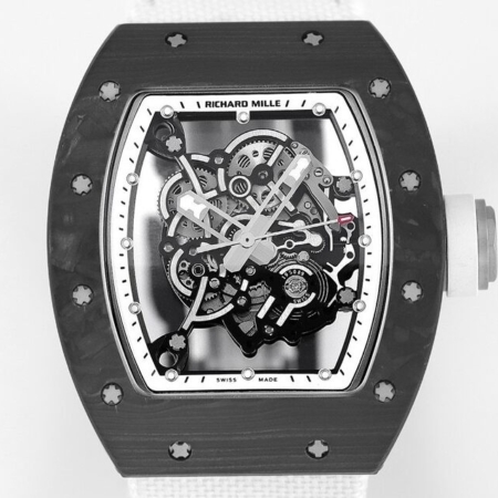 KV Factory Fake Richard Mille Watch RM055 V5 White Nylon Strap