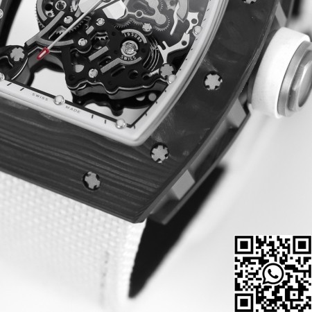 KV Factory Fake Richard Mille Watch RM055 V5 White Nylon Strap
