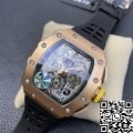 KV Factory 1:1 Richard Mille Fake RM011 Rose Gold Black Rubber Strap Case