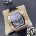 KV Factory 1:1 Richard Mille Fake RM011 Rose Gold Black Rubber Strap Case