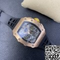 KV Factory 1:1 Richard Mille Fake RM011 Rose Gold Black Rubber Strap Case