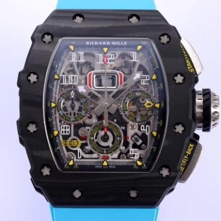 KV Factory Replica Richard Mille Watch RM011 Blue Rubber Strap