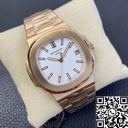 PPF Factory 1:1 Replica Patek Philippe Nautilus 5711R White Dial Rose Gold Watches