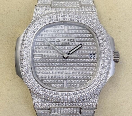 PPF Factory Patek Philippe Replica Nautilus 5719/1G-001 Full Diamond Watch