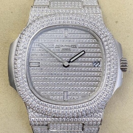 PPF Factory Patek Philippe Replica Nautilus 5719/1G-001 Full Diamond Watch