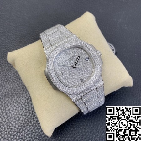 PPF Factory Patek Philippe Replica Nautilus 5719/1G-001 Full Diamond Watch