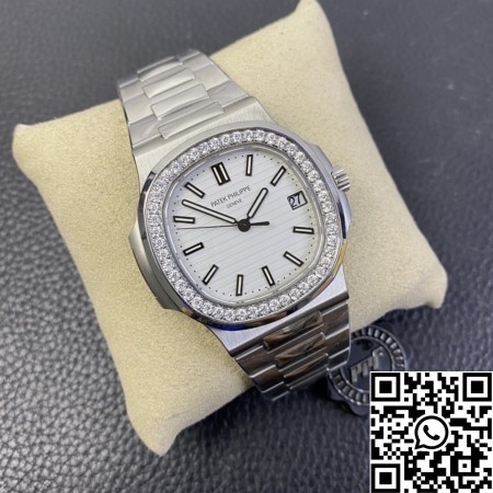 PPF Factory Fake Patek Philippe Watch Nautilus 5711 White Dial Diamond Bezel Watches