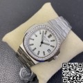 PPF Factory Fake Patek Philippe Watch Nautilus 5711 White Dial Diamond Bezel Watches