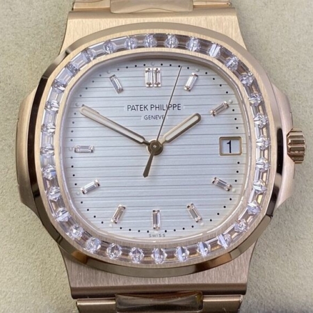 PPF Factory Replica Patek Philippe Watches Nautilus 5711 Rose Gold Watches Diamond Bezel