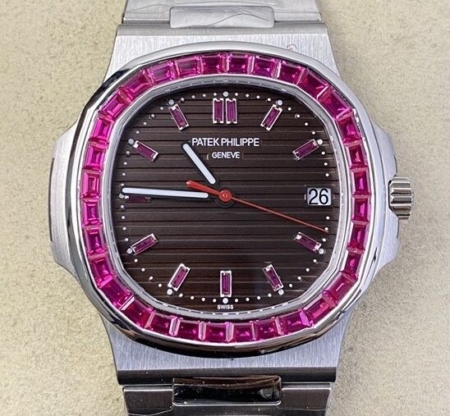 PPF Custom Patek Philippe Replica Nautilus 5711 Red Diamond Gemstone Watch