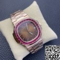 PPF Custom Patek Philippe Nautilus Replica 5711 Red Diamond Rose Gold Watch