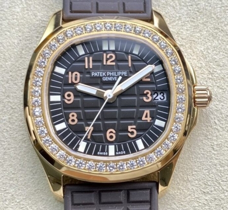 PPF Factory Patek Philippe Replica Watch Aquanaut 5068R-001 Women's Rose Gold Diamond Watch