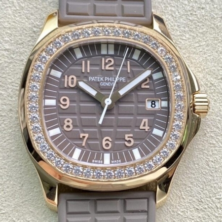 PPF Factory  Best Replica Patek Philippe Aquanaut 5068R Women’s Rose Gold Diamond Watch