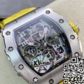 KV Factory Richard Mille For Sale RM011-03 Titanium Shell Yellow Rubber Strap