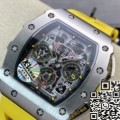 KV Factory Richard Mille For Sale RM011-03 Titanium Shell Yellow Rubber Strap