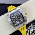 KV Factory Richard Mille For Sale RM011-03 Titanium Shell Yellow Rubber Strap