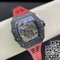 KV Factory Fake Richard Mille Watch RM011-03 Carbon Fiber Case With Red Rubber Strap