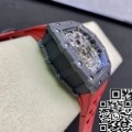 KV Factory Fake Richard Mille Watch RM011-03 Carbon Fiber Case With Red Rubber Strap