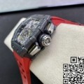 KV Factory Fake Richard Mille Watch RM011-03 Carbon Fiber Case With Red Rubber Strap