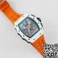 KV Factory Fake Richard Mille Watches RM11 White Ceramic Orange Rubber Strap