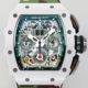 KV Factory Fake Richard Mille Watch RM11 White Ceramic Camouflage Rubber Strap