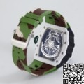 KV Factory Fake Richard Mille Watch RM11 White Ceramic Camouflage Rubber Strap