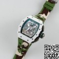 KV Factory Fake Richard Mille Watch RM11 White Ceramic Camouflage Rubber Strap