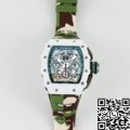 KV Factory Fake Richard Mille Watch RM11 White Ceramic Camouflage Rubber Strap