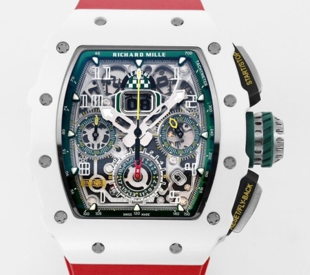 KV Factory Richard Mille Watch Replica RM11 White Ceramic Red Rubber Strap