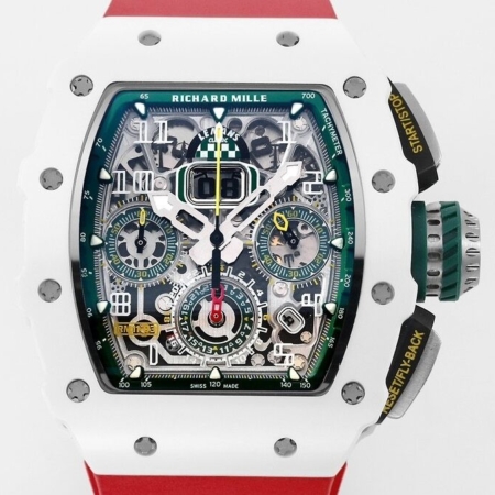 KV Factory Richard Mille Watch Replica RM11 White Ceramic Red Rubber Strap