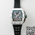 KV Factory Best Richard Mille Replica RM11 White Ceramic Black Rubber Strap