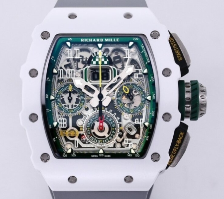 KV Factory Best Richard Mille Replica RM11 White Ceramic Rubber Strap