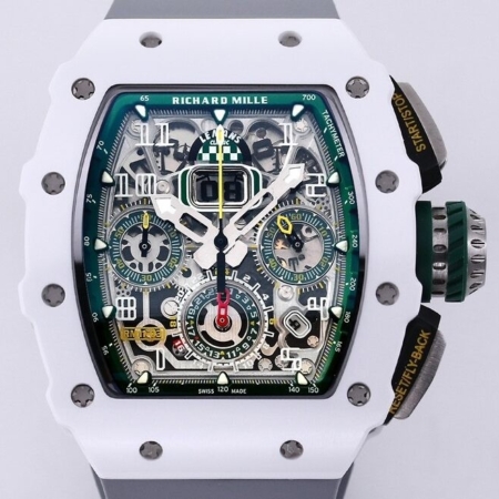 KV Factory Best Richard Mille Replica RM11 White Ceramic Rubber Strap