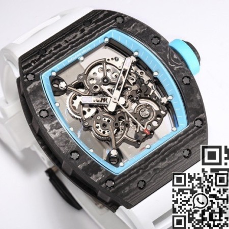 BBR Factory Replica Richard Mille RM055 Blue Dial White Rubber Strap