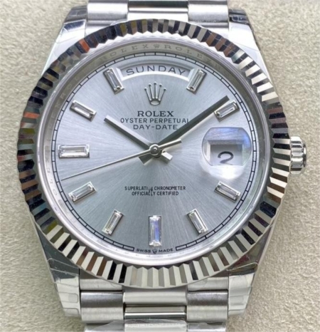 EW Factory Fake Rolex Day Date M228239-0003 Silver Dial Size 40mm