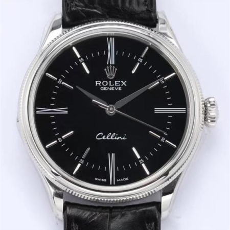 EW Factory Fake Rolex Cellini M50509-0006 Black Dial