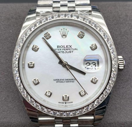 EW Factory Rolex Replica Datejust M126334-0020 Diamond Bezel Size 41mm