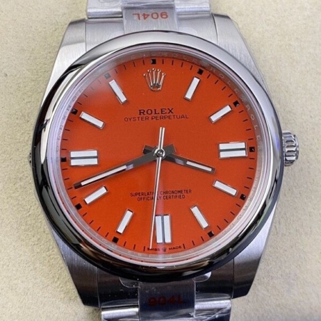 EW Factory Copy Rolex Oyster Perpetual M124300-0007 Coral Red Dial Size 41mm