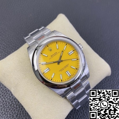 EW Factory Rolex Fake Oyster Perpetual M124300-0004 Yellow Dial Size 41mm