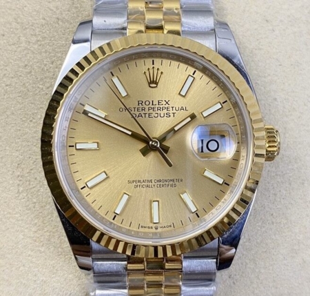 EW Factory Best Replica Rolex Datejust M126233-0015 Gold Watch Size 36mm