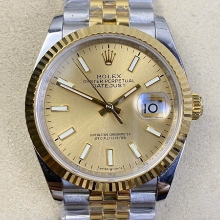 EW Factory Best Replica Rolex Datejust M126233-0015 Gold Watch Size 36mm
