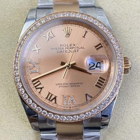 EW Factory Fake Rolexs Datejust M126281RBR-0016 Rose Gold Watch Size 36mm